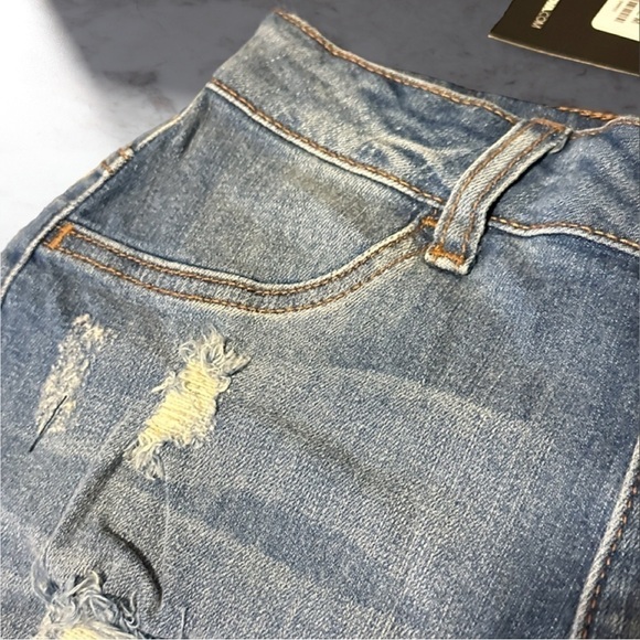 Out The Friend Zone Distressed Denim Shorts In Medium Blue Wash Size M - Picture 6 of 6